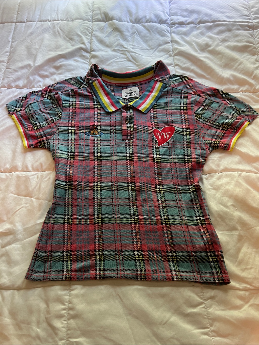 Vivienne Westwood Blue And Pink Plaid Polo Shirt. Size M